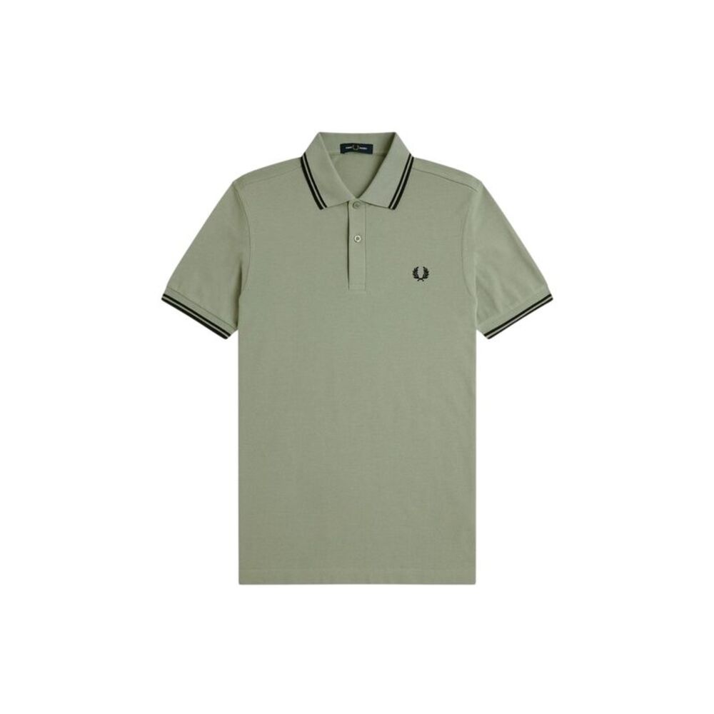 Fred Perry Mens Twin Tip Polo Shirt / Olive Green/Mint Green